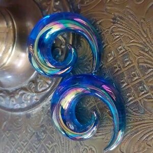 1/2" Blue Glass Spirals